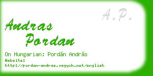 andras pordan business card